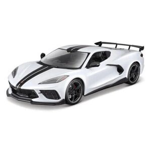 Maisto - 2020 Chevrolet Corvette Stingray Coupe (High Wing), bílá, 1:18