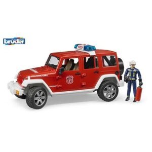 Bruder 2528 Jeep Wrangler Rubicon hasičský s figurkou a příslušenstvím