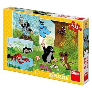 DINO Puzzle 3 x 55 dílků KRTEČEK A KALHOTKY