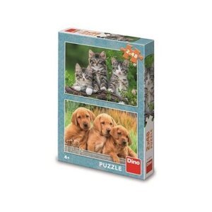 Dino Pejsci a kočičky 2x48 puzzle