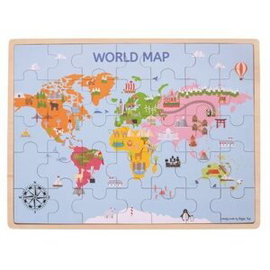 Bigjigs Toys Dřevěná puzzle mapa světa