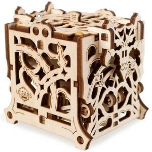 Ugears 3D dřevěné mechanické puzzle Schránka na kostky