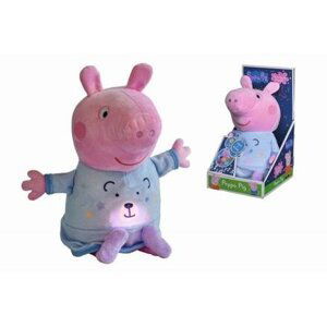 Peppa Pig 2v1 plyšový usínáček hrající + světlo, modrý, 25 cm