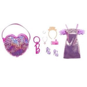 Barbie® BATOH/KABELKA S OBLEČKEM A DOPLŇKY varianta 1-párty look (fialové šaty)