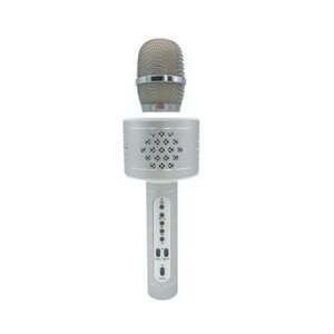 Mikrofon karaoke Bluetooth stříbrný na baterie s USB