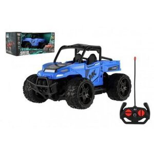 Auto RC buggy pick-up terénní modré 22cm plast 27MHz na baterie se světlem v krabici