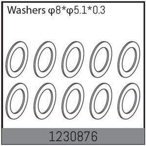 1230876 - 8x5.1x0.3 Washers (10) RC auta IQ models