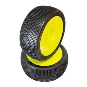 1/8 MICRO PIN COMPETITION OFF ROAD gumy nalepené gumy, EX.SUP.S. směs, žluté disky, 2ks. Kola IQ models