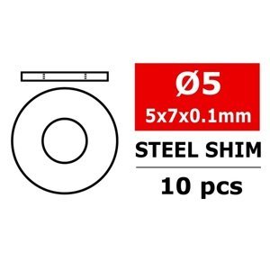 Ocelové vymezovací podložky/shim - 5x7x0,1mm - 10 ks. Příslušenství auta IQ models