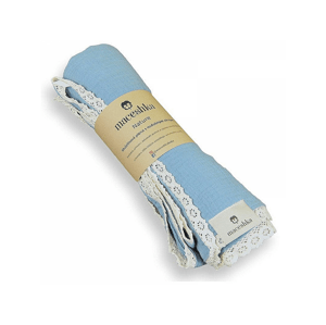 Maceshka Mušelínová dečka Nature s ozdobným okrajem 100x100, blue jean krajka