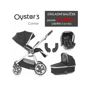 Oyster 3 Základní set 4 v 1 CAVIAR (MIRROR rám) kočár + hl.korba + autosedačka + adaptéry