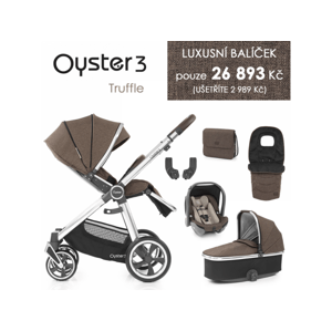 Oyster 3 Luxusní set 6 v 1 TRUFFLE (MIRROR rám) kočár + hl.korba + autosedačka + adaptéry + fusak + taška