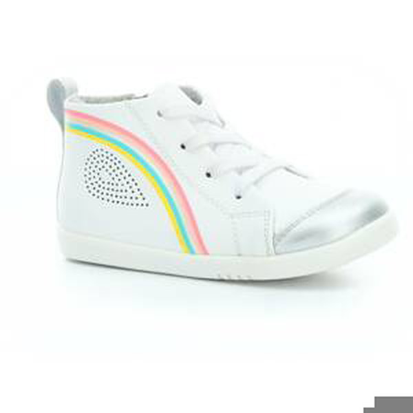 Bobux Alley-Oop White+Silver+Rainbow I walk/Kid + kotníkové barefoot boty Velikost boty (EU): 24, Vnitřní délka boty: 160, Vnitřní šířka boty: 63