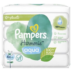 Pampers Harmonie Aqua Dětské čisticí ubrousky 4 x 48 ks