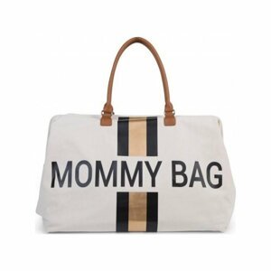 Childhome Mommy Bag Big Canvas Off White Stripes černá/zlatá