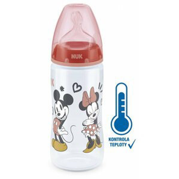 NUK FC+ láhev Mickey s kontrolou teploty, 300 ml - červená