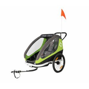 HAMAX TRAVELLER - dvoumístný vozík za kolo vč. ramena + kočárkový set Green/Grey