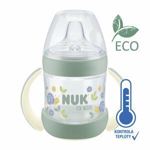 NUK Láhev kojenecká For Nature na učení s kontrolou teploty, zelená 150 ml