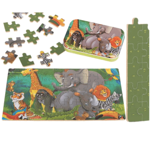 Dřevěné pohádkové puzzle - slon 60 ks