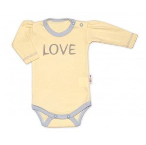 Baby Nellys Body dlouhý rukáv Love - žluté Velikost koj. oblečení: 62 (2-3m)