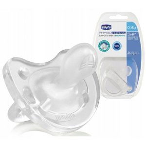 Silikonový ortodontický dudlík Physio Soft 0-6m Chicco, transparentní