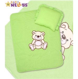 Baby Nellys 2-dílná sada do kočárku jersey Medvídek Teddy Bear - zelená