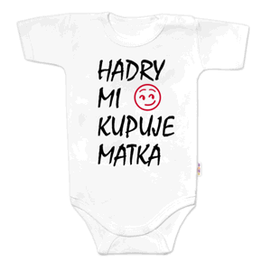 Body krátký rukáv Hadry mi kupuje matka, Baby Nellys, bílé Velikost koj. oblečení: 62 (2-3m)