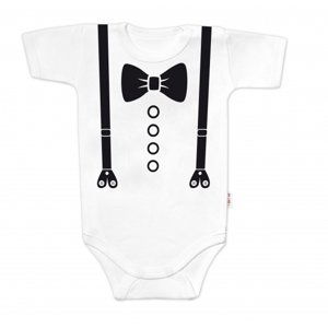 Baby Nellys Body krátký rukáv, Elegán - bílé Velikost koj. oblečení: 68 (3-6m)