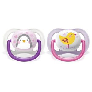 AVENT Dudlík Ultra Air Animals, 0-6m - Ptáček/tučňák, lila