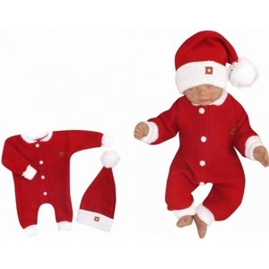 Z&Z Z&Z 2-dílná sada Pletený overálek + čepička Baby Santa, červený Velikost koj. oblečení: 80 (9-12m)