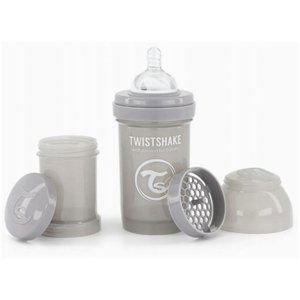 Antikoliková láhev, Twistshake se savičkou, 0 m+, 180 ml, Pastel Grey