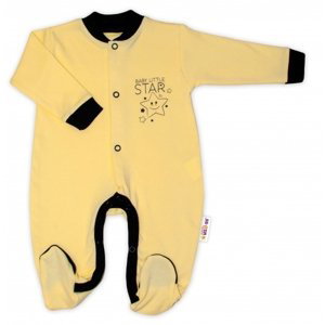 Baby Nellys Bavlněný overálek Baby Little Star - žlutý Velikost koj. oblečení: 50 (0-1m)