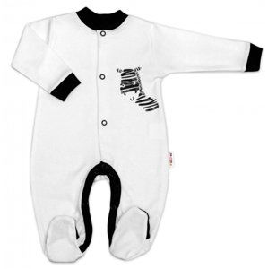 Baby Nellys Bavlněný overálek Zebra - bílý Velikost koj. oblečení: 68 (3-6m)