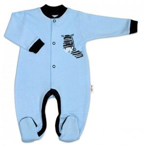 Baby Nellys Bavlněný overálek Zebra - modrý Velikost koj. oblečení: 68 (3-6m)