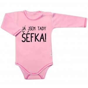 Body dlouhý rukáv s vtipným textem Baby Nellys, Já jsem tady ŠÉFKA! Velikost koj. oblečení: 80 (9-12m)