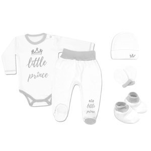 Baby Nellys 5-ti dílná soupravička do porodnice Little Prince - bílá Velikost koj. oblečení: 62 (2-3m)