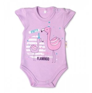 Baby Nellys Bavlněné kojenecké body, kr. rukáv, Flamingo - lila Velikost koj. oblečení: 62 (2-3m)