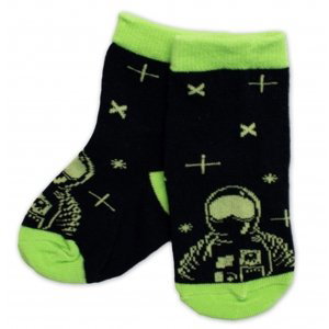 BN Dětské bavlněné ponožky Kosmonaut - černé Velikost koj. oblečení: 19-22