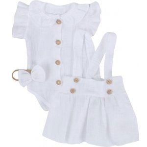 Z&Z Mušelínová suknička s láclem, bodýčko a čelenka, 3D sada , bílá/bílá Velikost koj. oblečení: 68 (3-6m)
