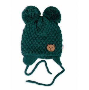 Zimní pletená čepice Teddy Bear na zavazování, zelená, Baby Nellys Velikost koj. oblečení: 68-80 (6-12m)