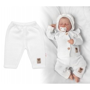 Pletené kalhoty Hand Made Girl, Baby Nellys, bílé Velikost koj. oblečení: 56 (1-2m)
