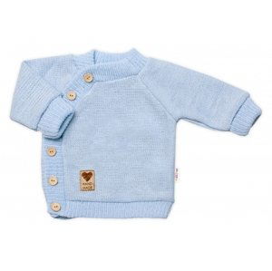 Dětský pletený svetřík s knoflíčky, zap. bokem, Hand Made Baby Nellys, modrý Velikost koj. oblečení: 68-74 (6-9m)