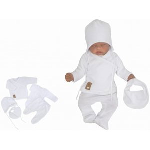 Z&Z Z&Z 5-dílná pletená kojenecká soupravička  s šátkem- bílá Velikost koj. oblečení: 56 (1-2m)