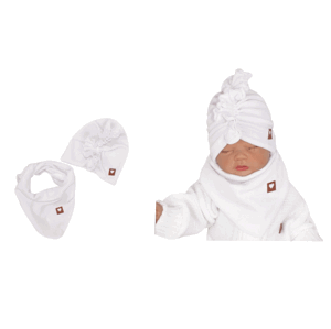 Z&Z Z&Z Stylová dětská jarní/podzimní velurová čepice, turban s šátkem, bílá Velikost koj. oblečení: 56-68 (0-6 m)