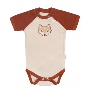 Mamatti Kojenecké body kr. rukáv, Baby Fox - béžová/hnědá Velikost koj. oblečení: 86 (12-18m)