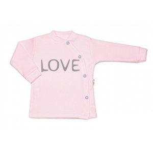 Baby Nellys Bavlněná košilka Love zapínání bokem - růžová Velikost koj. oblečení: 50 (0-1m)