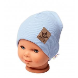 Žebrovaná dvouvrstvá čepice s lemem - sv. modrá, Baby Nellys Velikost koj. oblečení: 80-86 (12-18m)