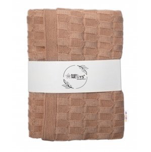 Baby Nellys Luxusní bavlněná pletená deka, dečka CUBE, 80 x 100 cm - béžová Rozměry: 100x80