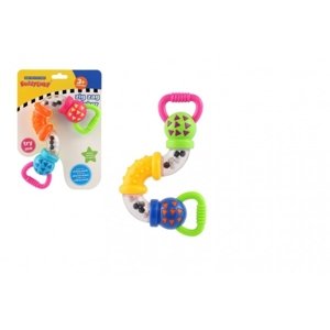 Teddies Chrastítko/kousátko zig zag plast 17cm na kartě 3m+