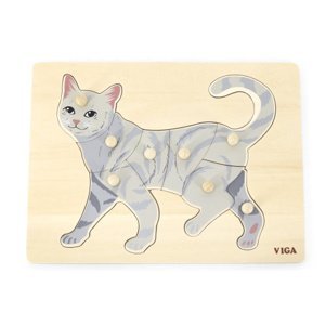 Dudlu Dřevěná montessori vkládačka - kočka